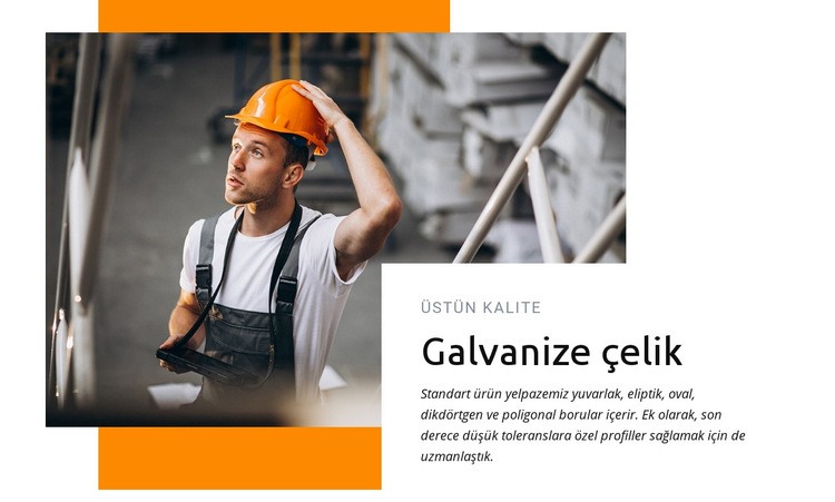 Galvanize çelik Web Sitesi Mockup'ı