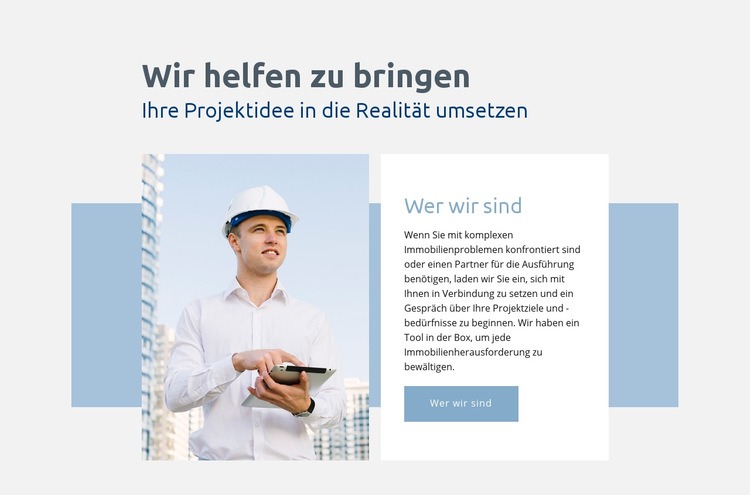 Projektidee in die Realität umsetzen Website-Modell