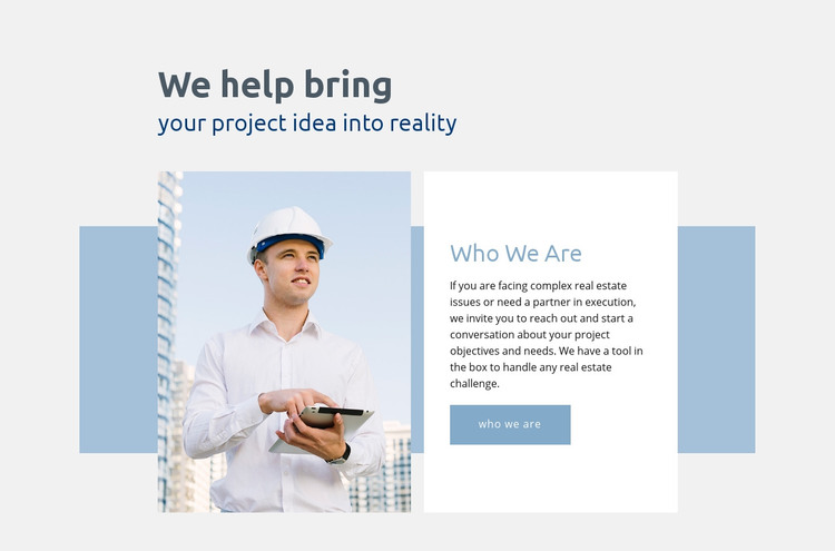 Project idea into reality Homepage Design