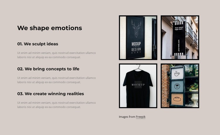 We shape emotions Homepage Design