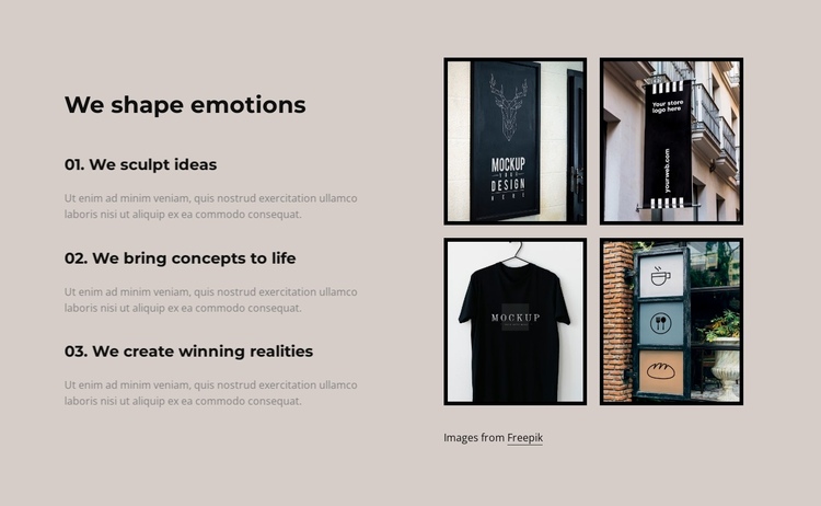 We shape emotions One Page Template