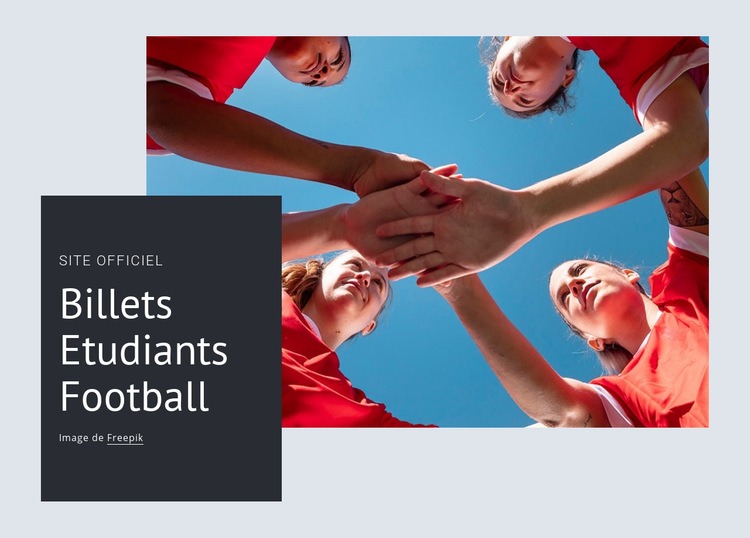 Billets d'étudiant de football Maquette de site Web