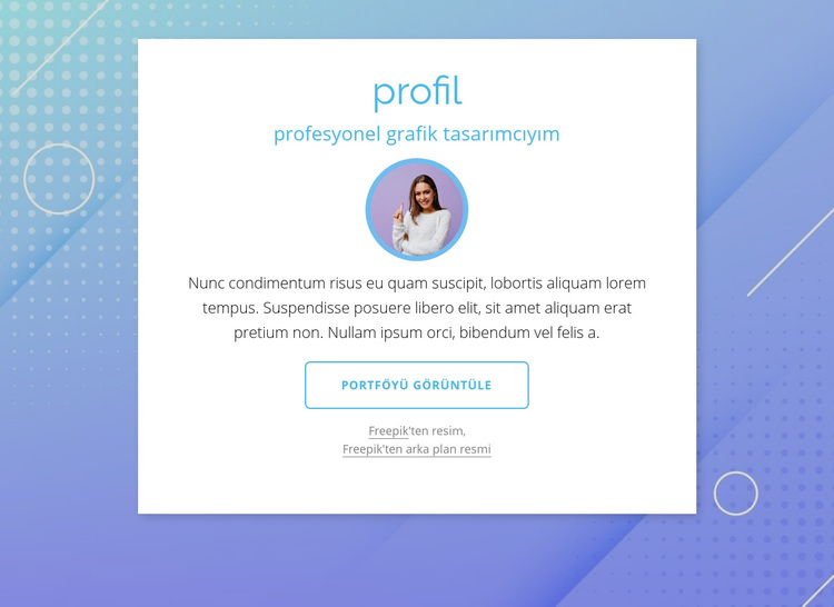 tasarımcı profili WordPress Teması