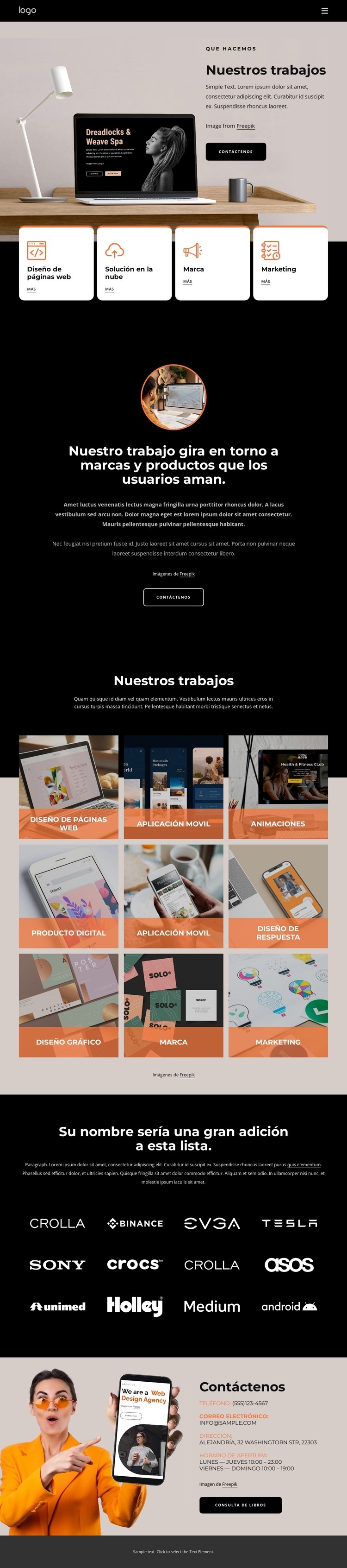 Calidad y diseños atractivos. Maqueta de sitio web