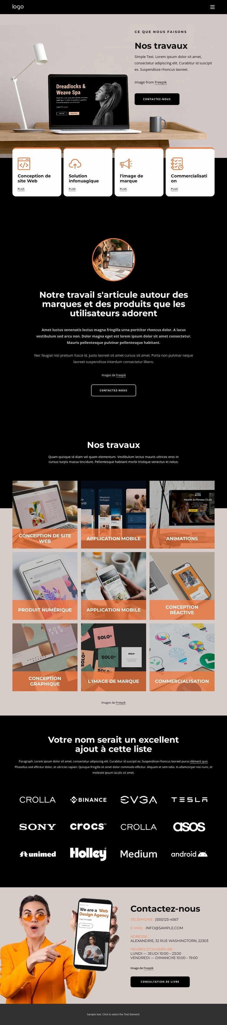 Designs de qualité et attractifs Créateur de site Web HTML