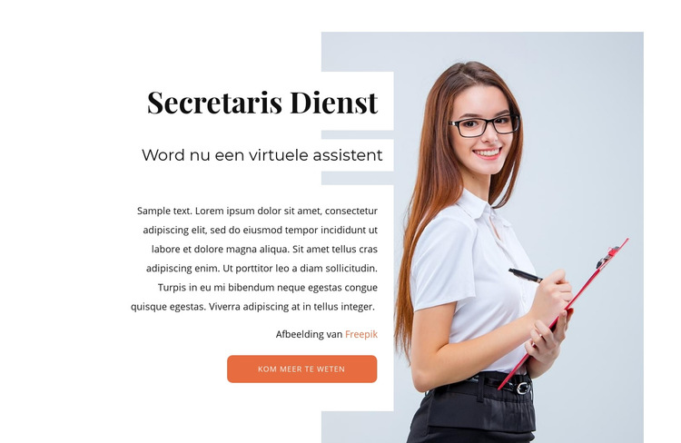 Online secretaresseservice Website sjabloon