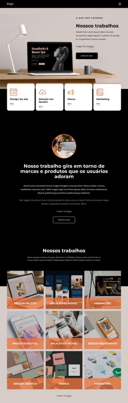 Layout De Página Para Designs Atraentes E De Qualidade