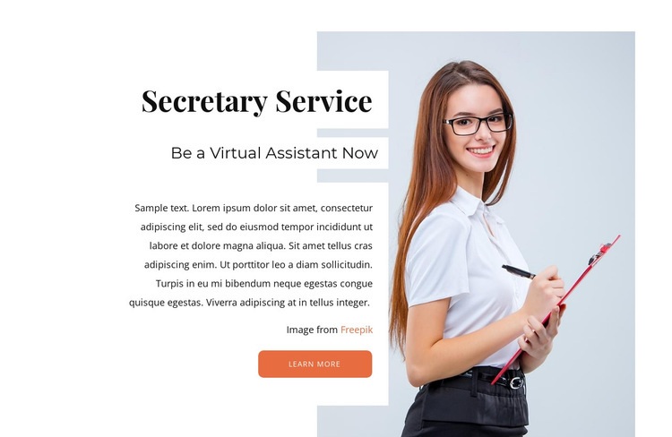 Sekreterartjänst online Html webbplatsbyggare