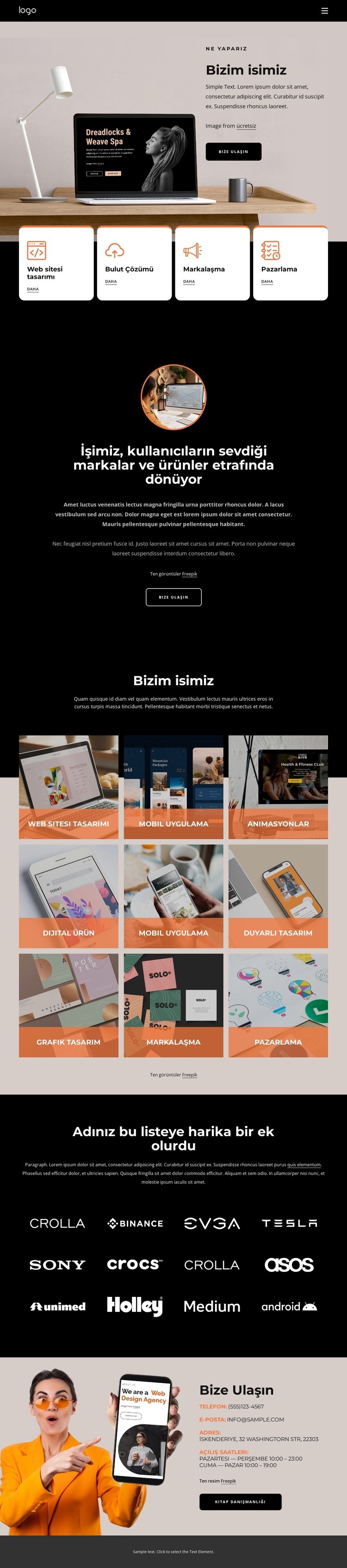 Kaliteli ve çekici tasarımlar Html Web Sitesi Oluşturucu