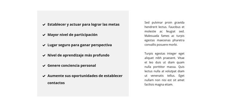 Lista y texto Plantilla HTML5