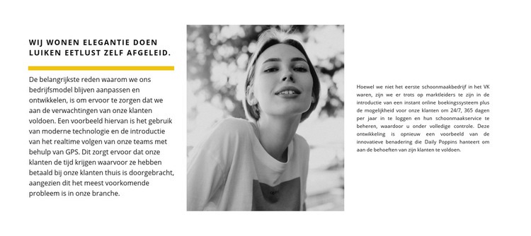 Twee teksten en een foto Website mockup