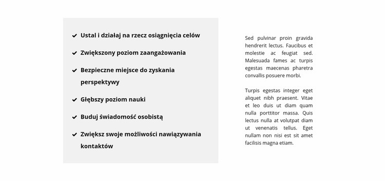 Lista i tekst Szablon jednej strony