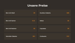 Kostenloser Download Für Preise Für Bäckereien HTML-Vorlage