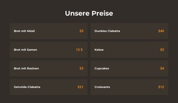 Bootstrap-Theme-Variationen Für Preise Für Bäckereien