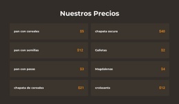 Precios De Panadería - HTML Website Builder