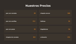 Página De Destino Multipropósito Para Precios De Panadería