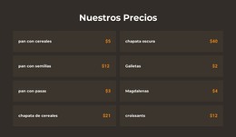 Descarga Gratuita De Precios De Panadería Plantilla Html