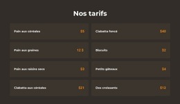 Tarification Boulangerie - HTML Website Builder