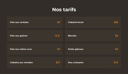Variations Du Thème Bootstrap Pour Tarification Boulangerie