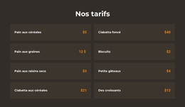 Thème WordPress Gratuit Pour Tarification Boulangerie
