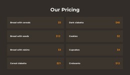 Bakery Pricing - HTML Website Builder