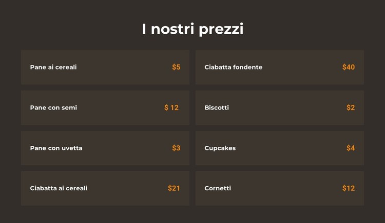 Prezzi da forno Modello CSS