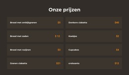 Gratis Download Voor Bakkerij Prijzen Html-Sjabloon