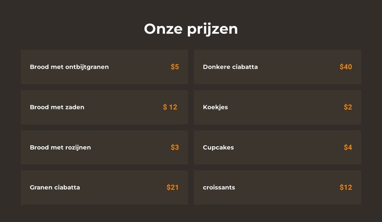 Bakkerij prijzen Joomla-sjabloon