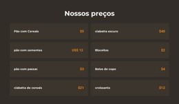 Preços De Padaria - HTML Website Builder