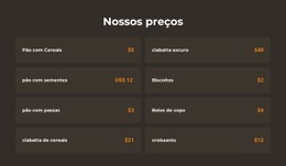 Design De Site Multifuncional Para Preços De Padaria