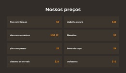 Tema WordPress Gratuito Para Preços De Padaria