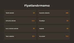 Fırın Fiyatları Html Şablonunu Ücretsiz Indirin