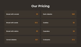 Multipurpose Website Design For Bakery Pricing