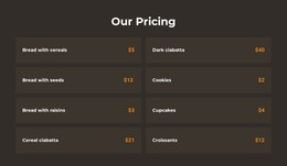 Free WordPress Theme For Bakery Pricing