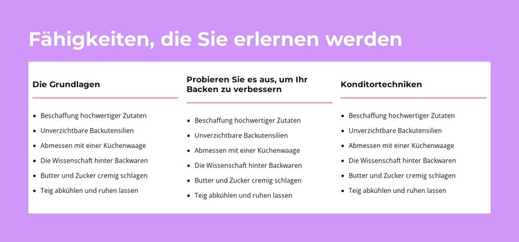 Fähigkeiten, die Sie erlernen werden CSS-Vorlage