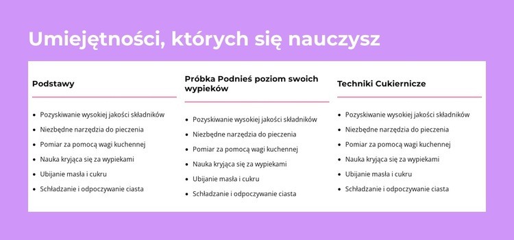 Umiejętności, których się nauczysz Szablon HTML5