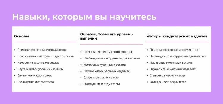 Навыки, которым вы научитесь Целевая страница