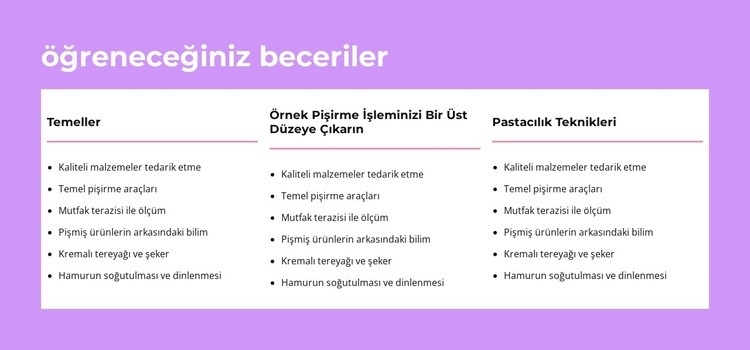 öğreneceğiniz beceriler Web Sitesi Oluşturucu Şablonları