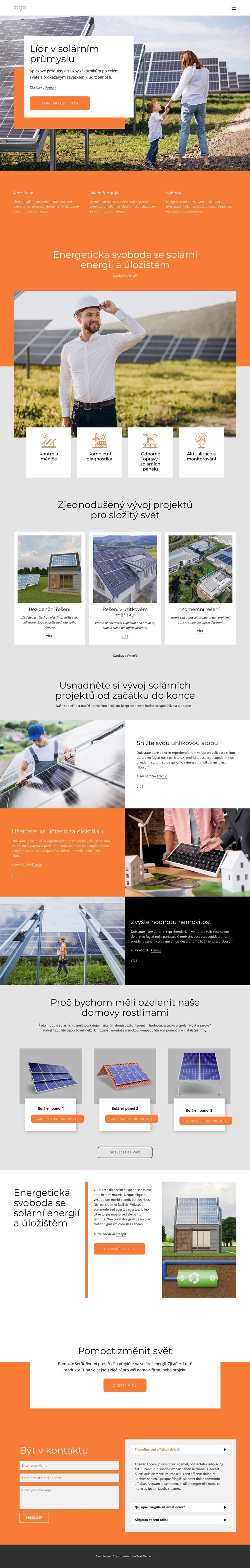 Společnost zabývající se solární energií Šablona HTML