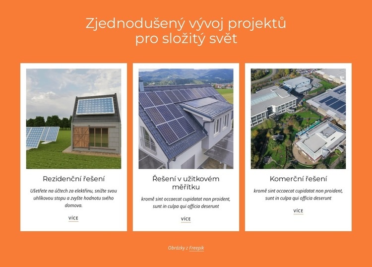 Výroba energie ze solární energie Webový design