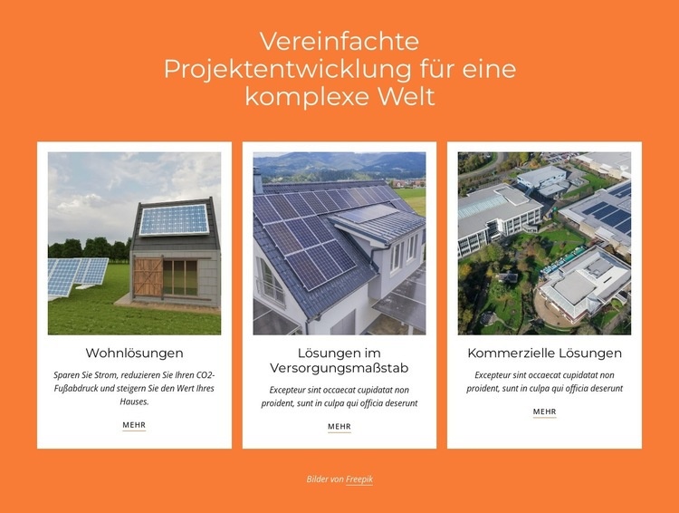 Stromerzeugung aus Solarenergie Website Builder-Vorlagen