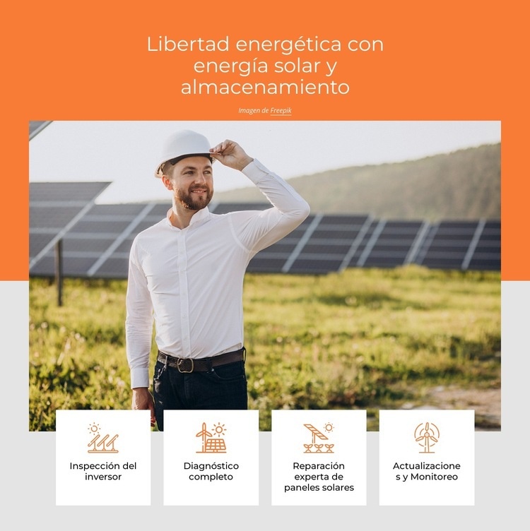 Libertad energética con energía solar Maqueta de sitio web
