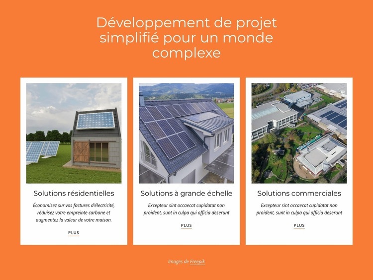 Production d'électricité à partir de l'énergie solaire Modèles de constructeur de sites Web