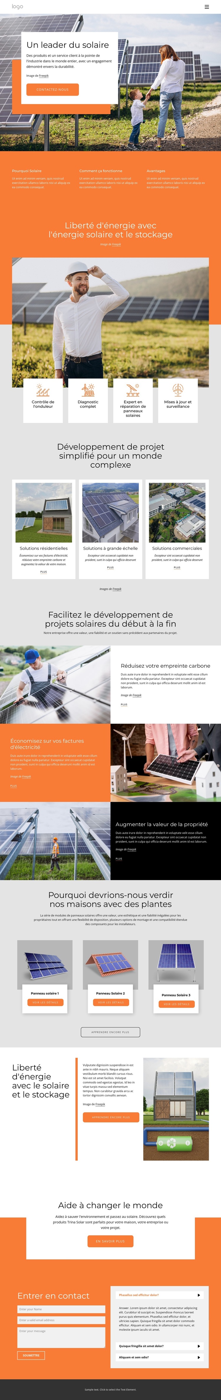 Société d'énergie solaire Modèle de site Web