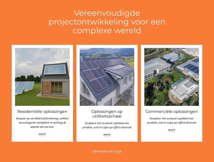 Stroomopwekking uit zonne-energie Website ontwerp