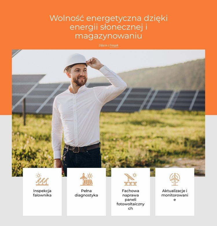 Wolność energetyczna dzięki energii słonecznej Makieta strony internetowej