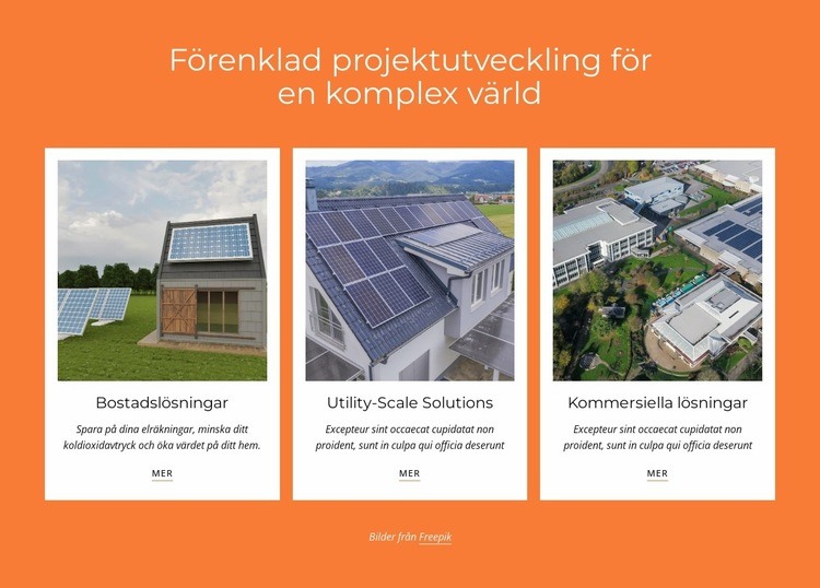 Kraftproduktion från solenergi Hemsidedesign