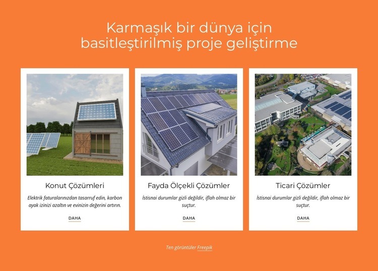 Güneş enerjisinden elektrik üretimi Bir Sayfa Şablonu