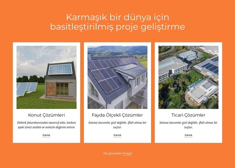 Güneş enerjisinden elektrik üretimi Web sitesi tasarımı