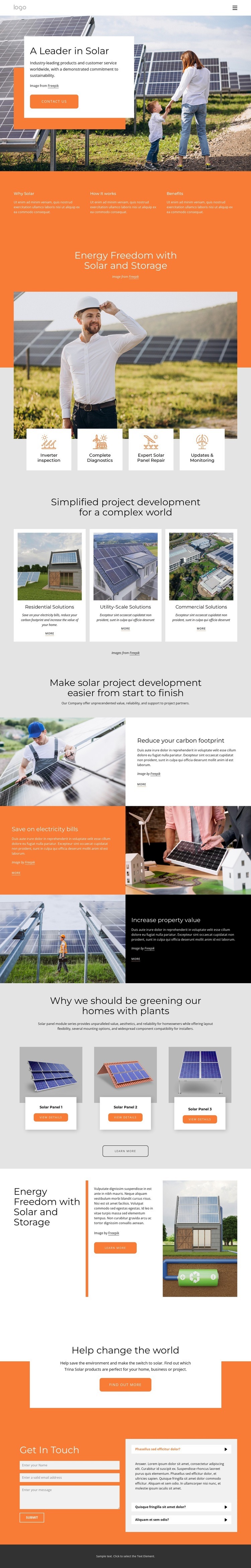 Solar energy company Web Page Design